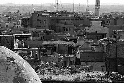 Damaged roofs across the Old City of Mosul